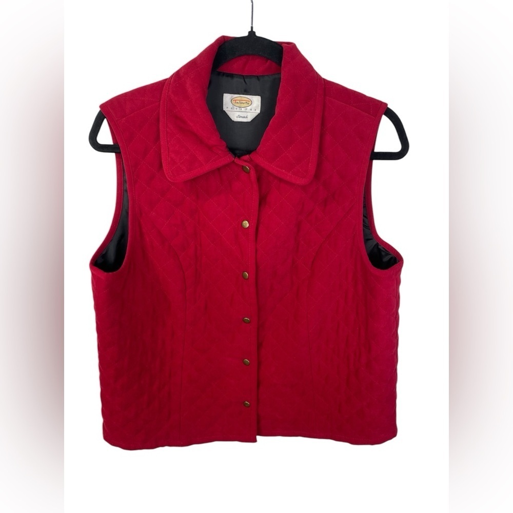 Talbots Vintage Quilted Sleeveless Red Vest Medium Petite Women’s EUC